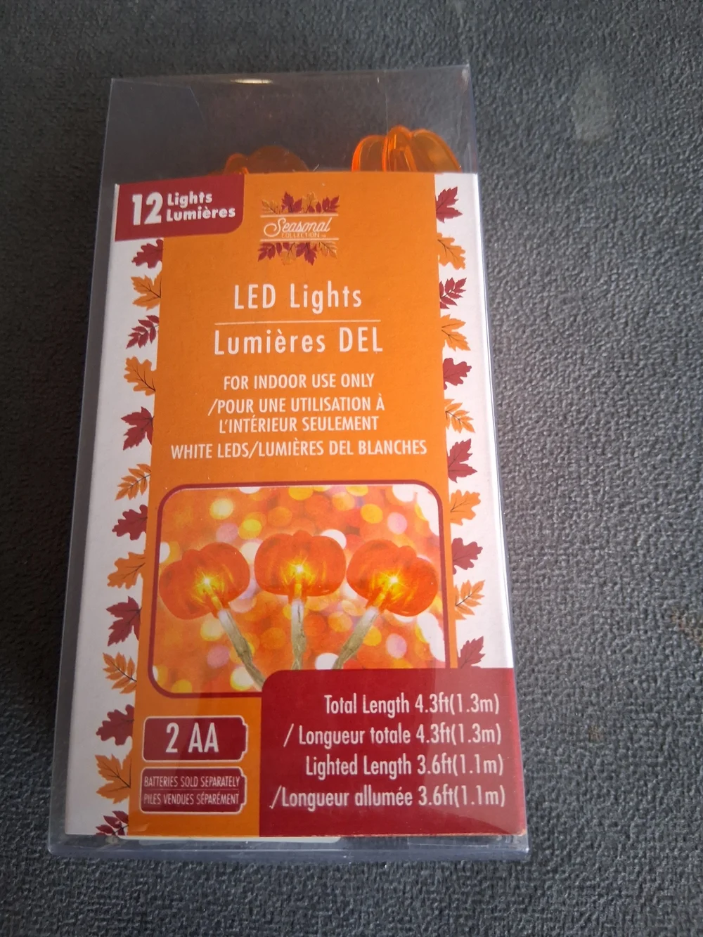 Orange LED Pumpkin String Lights - 12 Count